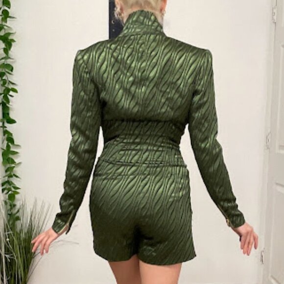 Retrofete Stripped Jana Romper Single Button Long Sleeve Size XS Green - Picture 12 of 16